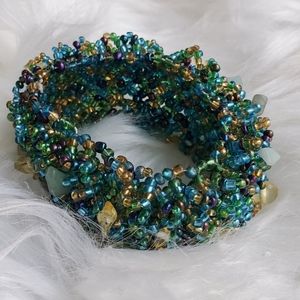 Green elasticated bracelets